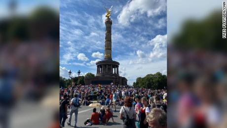 Police in Berlin ordered an end to a march through the city over concerns that social distancing rules were not being followed.