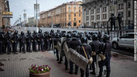 Riot police have regularly been used in Minsk to break up anti-government rallies.