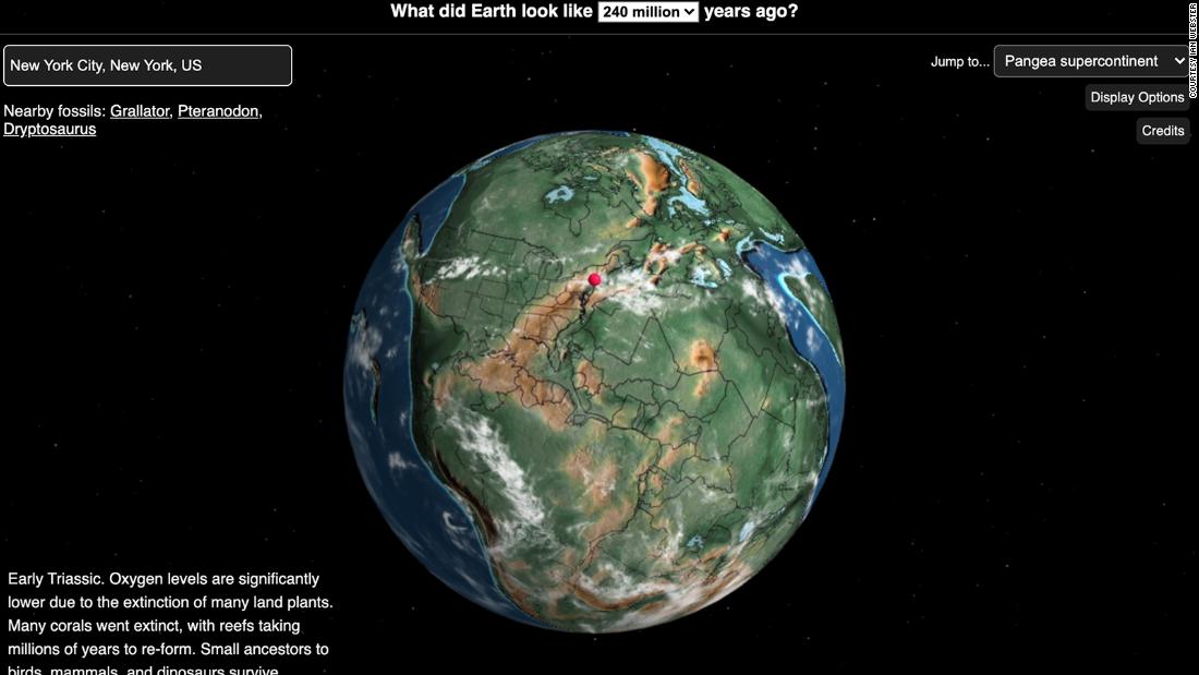 This map lets you see where your hometown was on the Earth millions of 