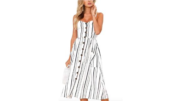 Angashion Swing Midi Dress with Pockets