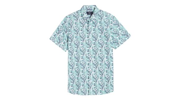 1901 Leaf Print Short-Sleeve Button-Down Shirt 