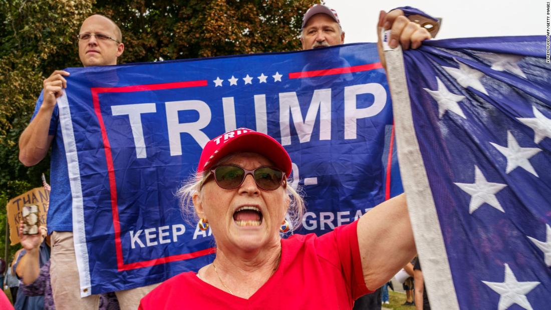 Trump supporters demonstrate in front of the Kenosha Courthouse on September 1.