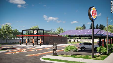 The exterior of a new Burger King. (Rendering)