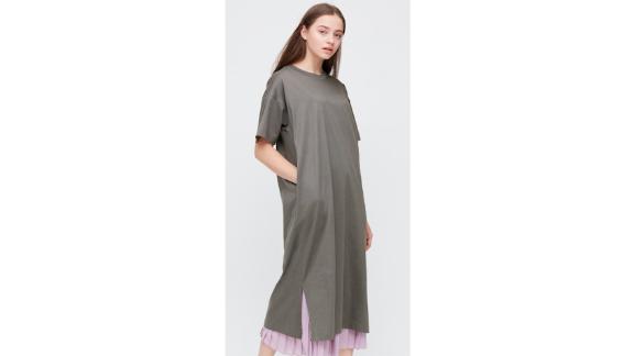 Women Mercerized Cotton Short-Sleeve Long Dress