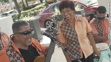 Marisel Lopez and Algo Nuevo perform at a Hialeah, Florida, retirement community. 