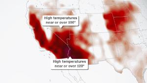 Forecast high temperatures Sunday