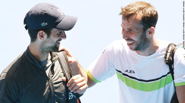 Djokovic with his former coach Radek Stepanek in 2018.