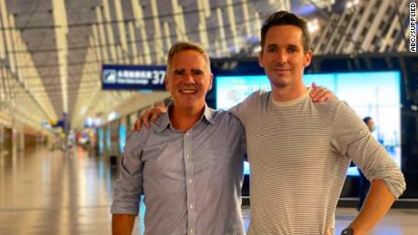 The Australian Financial Review's Michael Smith (left) and the ABC's Bill Birtles flew out of Shanghai.