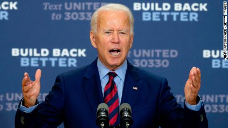 Democratic presidential candidate and former US Vice President Joe Biden speaks on the state of the US economy on September 4, 2020, in Wilmington, Delaware. (Photo by JIM WATSON / AFP) (Photo by JIM WATSON/AFP via Getty Images)