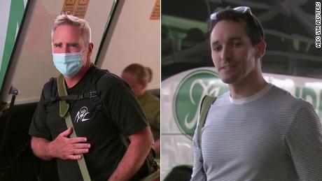 Screengrabs from journalists speaking to press after being evacuated from China