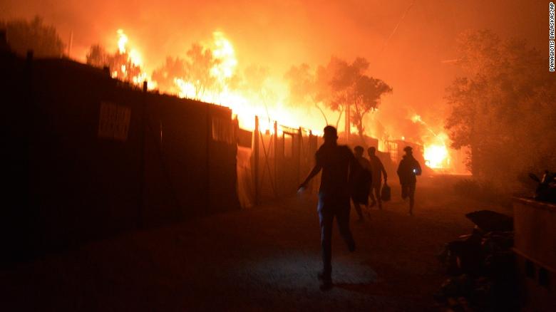 A German charity group at the scene said a protest had earlier erupted at the camp over lockdown measures.