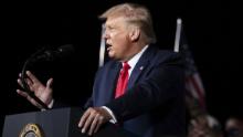 U.S. President Donald Trump speaks during a campaign rally in Winston-Salem, North Carolina, U.S., on Tuesday, Sept. 8, 2020. Trump has discussed spending as much as $100 million of his own money on his re-election campaign, if necessary, to beat Democratic nominee Joe Biden, according to people familiar with the matter. Photographer: Logan Cyrus/Bloomberg via Getty Images