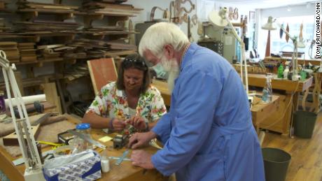 Students make instruments in a "Culture of Recovery" program run by the nonprofit Appalachian Artisan Center in HIndman, Kentucky. 