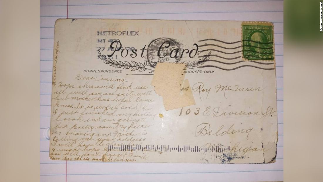 A Postcard Arrived In Michigan Almost 100 Years After It Went In The Mail Cnn