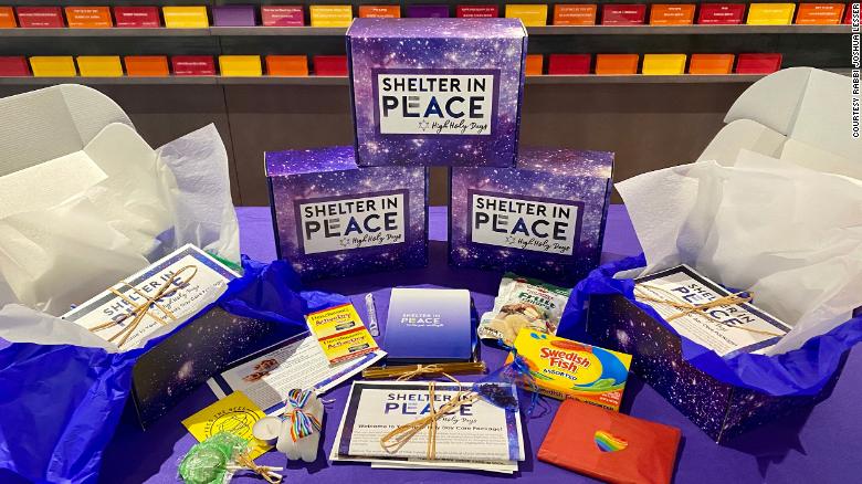 Rabbi Joshua Lesser is distributing these &quot;Shelter in Peace&quot; boxes to his congregation during the Jewish high holiday season, since they cannot gather in person this year.