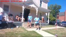 Body camera video from the Oxford Police Department shows a group of men gathered on the porch of a home near the university&#39;s campus on September 5.  CNN has blurred the faces of those pictured to protect their identity. 