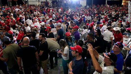 Supporters wait for President Donald Trump to speak at a rally at Xtreme Manufacturing, Sunday, Sept. 13, 2020, in Henderson, Nev. (AP Photo/Andrew Harnik)