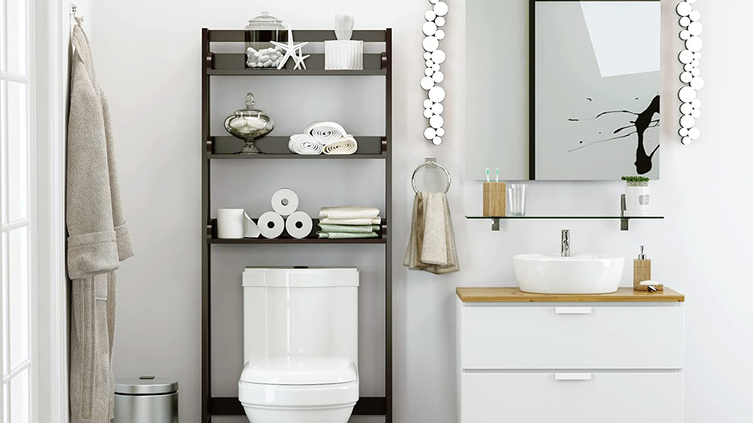 Small Bathroom Storage Ideas Cnn, White Over The Toilet Cabinet With Towel Bar