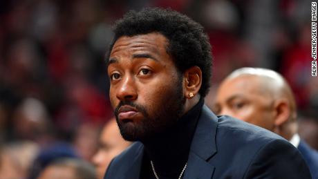 John Wall of the Washington Wizards looks on during the game against the Portland Trail Blazers at the Moda Center on March 04, 2020 in Portland, Oregon.