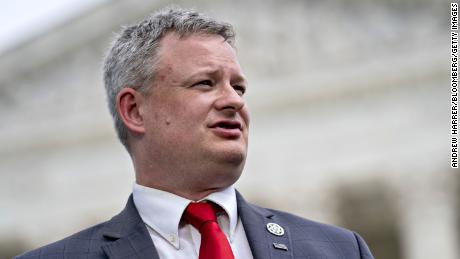 Jason Ravnsborg, South Dakota attorney general, speaks during a news conference outside the Supreme Court in Washington, D.C., U.S., on Monday, Sept. 9, 2019.