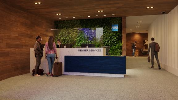 A rendering provided by American Express of the relocated and expanded Centurion Lounge at New York