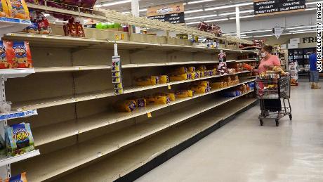 Shelves were emptied by people storm prepping ahead of Sally in Alabama.