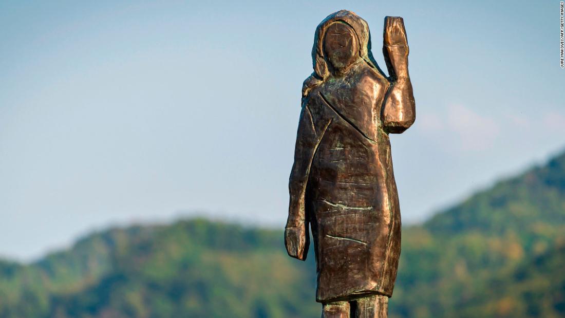 Melania Trump bronze replaces wooden statue damaged by ...