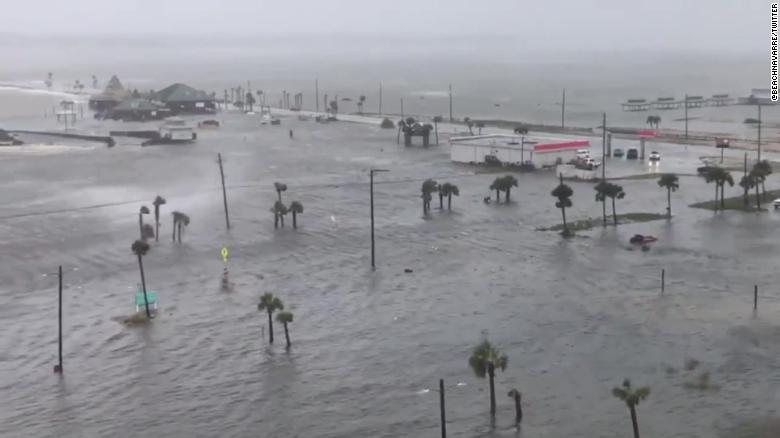 Flooding was severe in Navarre Beach, Florida.