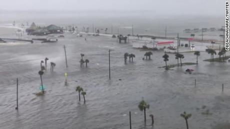 Flooding in Navarre Beach, Florida.