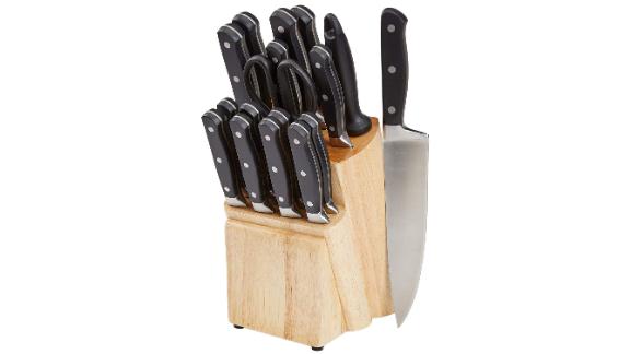 AmazonBasics Premium 18-Piece Kitchen Knife Block Set