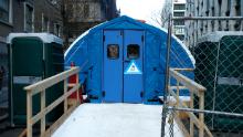 Mount Sinai Morningside Hospital set up a temporary morgue to accommodate the high number of deaths due to Covid-19.