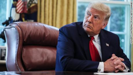 U.S. President Donald Trump speaks in the Oval Office during an event commemorating the repatriation of Native American remains and artifacts from Finland on September 17, 2020 in Washington, DC. 