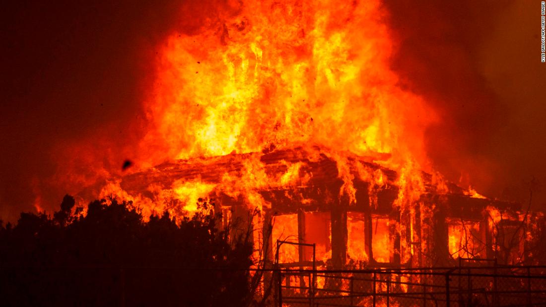 A Juniper Hills home burns during the Bobcat Fire on September 18, 2020.