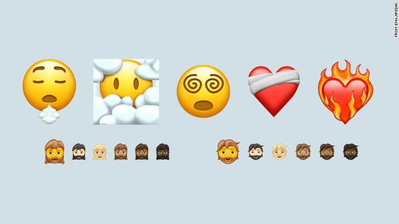New emojis are coming in 2021, including a heart on fire, a woman with a beard and over 200 mixed-skin-tone options for couples