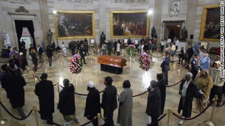 Rosa Parks lies in honor in the Capitol Rotunda in 2005