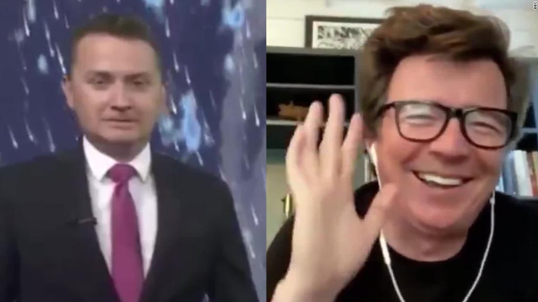 Rick Astley himself ”rick rolls reporter on live TV