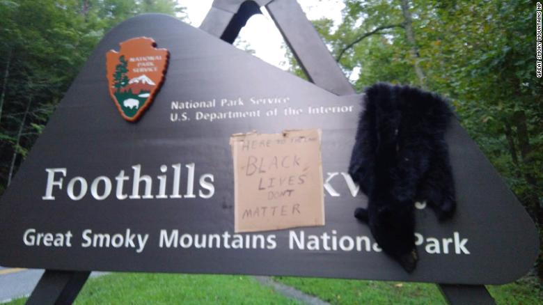 Great Smoky Mountains National Park entrance vandalized with ‘Black lives don’t matter’ sign