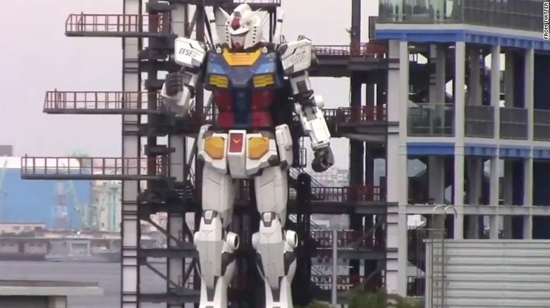 Japanese giant Gundam robot shows off its moves
