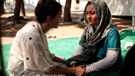 Game of Thrones actress Lena Headey, left, talks to Afghan refugee Rehanna, age 27, at the Diavata refugee camp, in Northern Greece, Thursday, June 30, 2016. Rehanna is a mother of 5-year old twin girls named Marzia and Razia. She is also five months pregnant. She is from Darai Souf, in Afghanistan. Her home was bombed twice. They fled to Iran, and then through Turkey to reach Greece by boat. Their boat nearly capsized and filled with water en route, and their neighbors&#39; son drowned. They&#39;ve lost all of their belonging and she was separated from her husband, as they tried to sneak through the border in Northern Greece. Since then she hasn&#39;t had not seen nor heard from him. Rehanna hopes to get to Austria, where her brother lives. (Photo credit/Tara Todras-Whitehill for the International Rescue Committee)