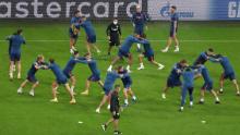 Sevilla players train ahead of Thursday's game.