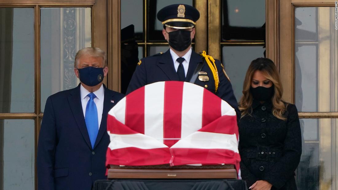 Trump and the first lady pay respects to Supreme Court Justice Ruth Bader Ginsburg in September 2020. &lt;a href=&quot;https://www.cnn.com/2020/09/24/politics/donald-trump-supreme-court-boos/index.html&quot; target=&quot;_blank&quot;&gt;The president was booed&lt;/a&gt; as he appeared near the coffin.