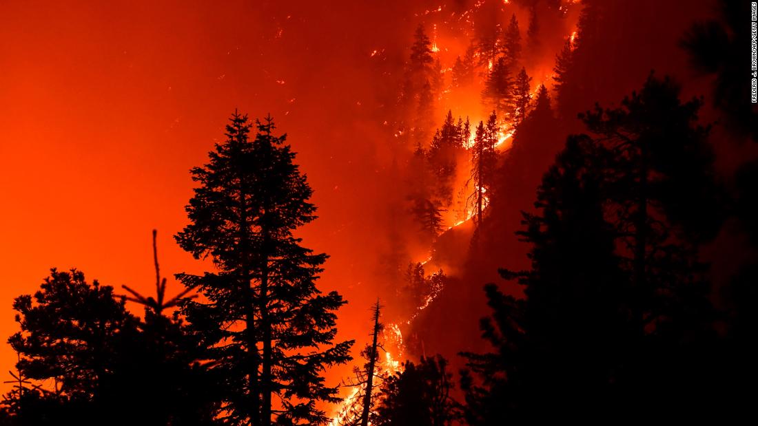 The Bobcat Fire burns near Cedar Springs, California, on September 21.