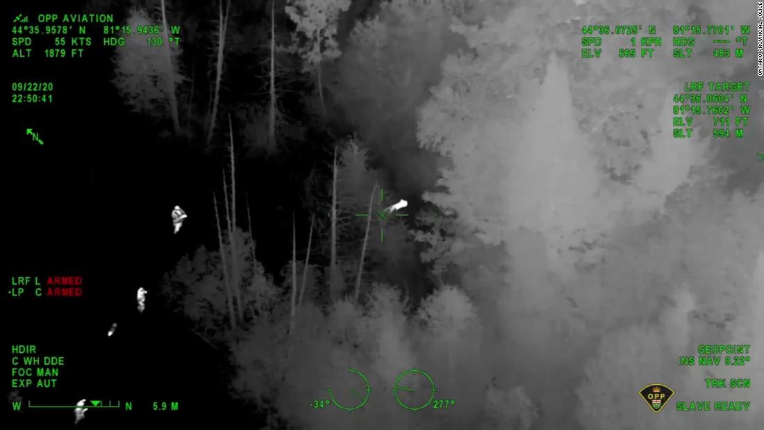 Canadian boy rescued by police using night vision from a helicopter