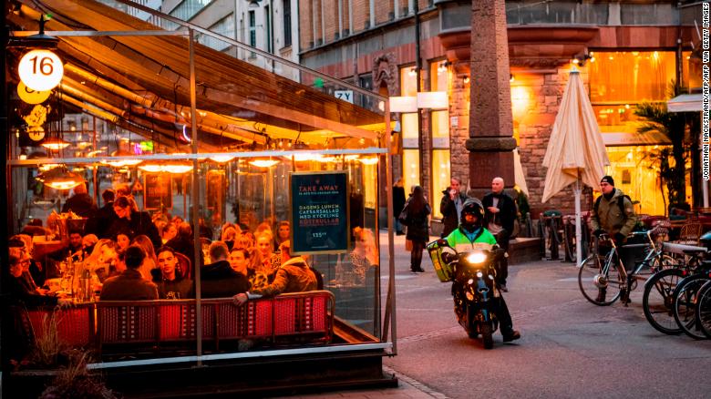 People dining in Stockholm on March 27. Sweden kept restaurants open as much of Europe went into lockdown. 