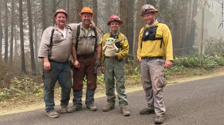 A boy sent his Baby Yoda doll to Oregon firefighters. Now they take it on their calls