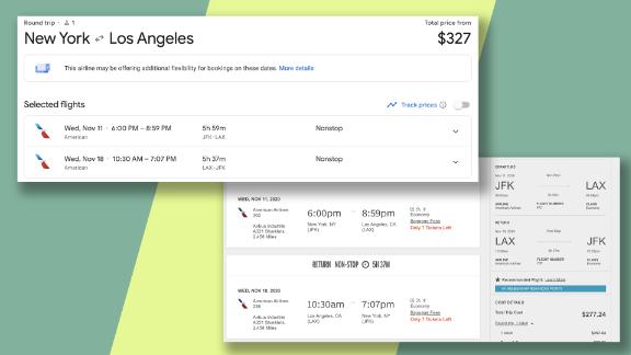 Amex Platinum card members can get a significant discount on domestic flights like this one between New York and Los Angeles.