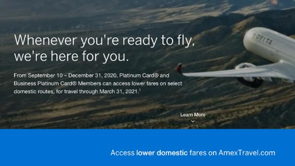 Amex Platinum card members have access to major discounts on domestic airfares.