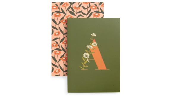 Set von 2 Monogram Floral Slim Mini Journals