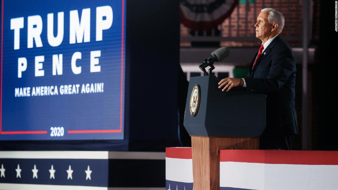Pence accepts the vice presidential nomination at the Republican National Convention in August 2020.