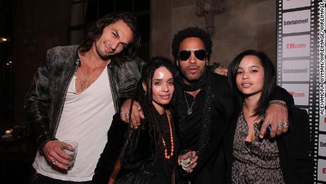 Jason Momoa, Lisa Bonet, Lenny Kravitz and Zoë Kravitz in 2010. (Photo by Alexandra Wyman/WireImage) 